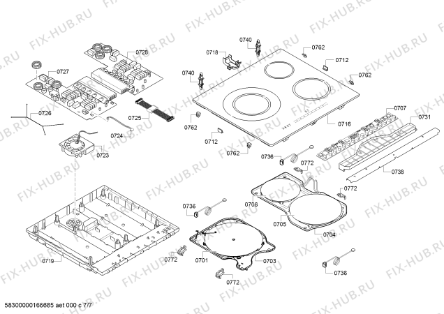 Схема №3 HCE857923F с изображением Панель управления для плиты (духовки) Bosch 00745284