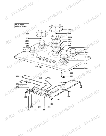 Взрыв-схема плиты (духовки) Parkinson Cowan R1200CN - Схема узла H10 Hob