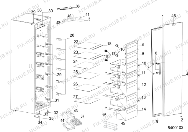 Схема №1 UW8F2CWBIN (F096251) с изображением Проводка для холодильника Indesit C00522505