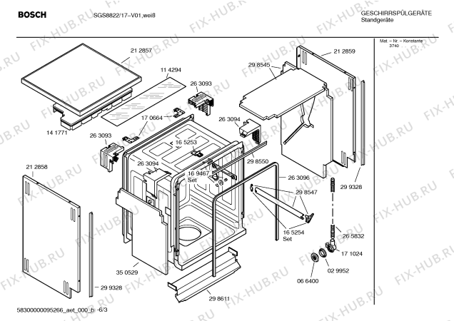 Взрыв-схема посудомоечной машины Bosch SGS8822 Exclusiv - Схема узла 03