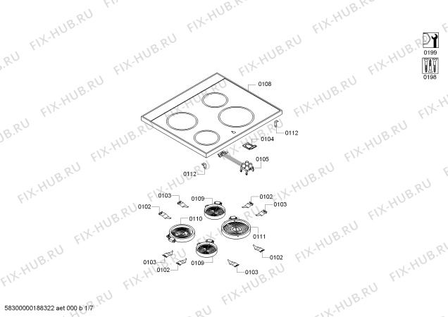Схема №1 HCL422127S с изображением Стеклокерамика для плиты (духовки) Bosch 00710890