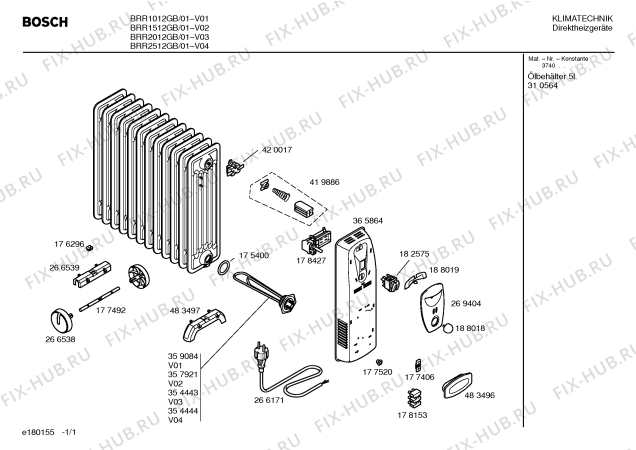 Схема №1 BRC2501GB с изображением Переключатель для обогревателя (вентилятора) Bosch 00182575