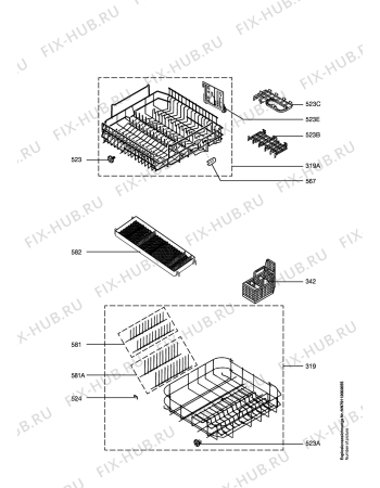 Взрыв-схема посудомоечной машины Aeg FAVPROTECTION - Схема узла Baskets, tubes 061