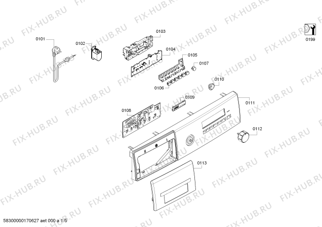 Схема №2 WM10B261ME iQ300 с изображением Наклейка для стиралки Siemens 00626822