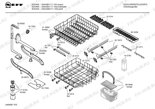 Взрыв-схема посудомоечной машины Neff S3443N1 Art.SD549A - Схема узла 06