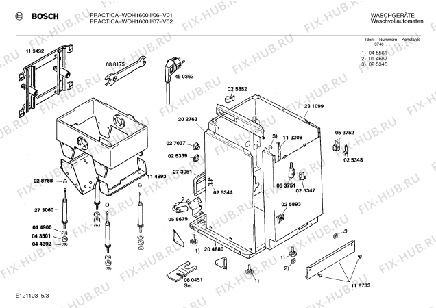 Взрыв-схема стиральной машины Bosch WOH1600II, PRACTICA - Схема узла 03
