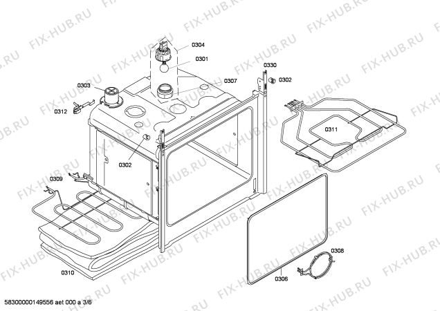 Взрыв-схема плиты (духовки) Siemens HB531E0 - Схема узла 03