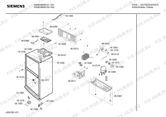 Взрыв-схема холодильника Siemens KS68U86NE - Схема узла 03