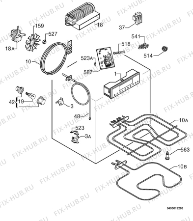 Взрыв-схема плиты (духовки) Zanussi ZOB985QX - Схема узла Electrical equipment 268