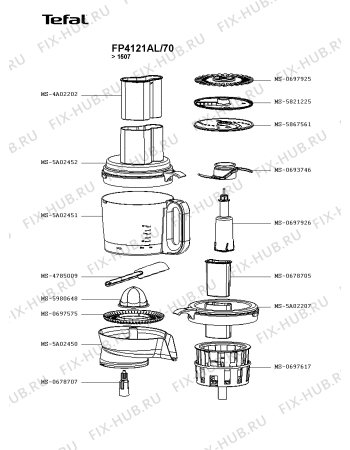 Взрыв-схема кухонного комбайна Tefal FP4121AL/70 - Схема узла XP003221.7P2