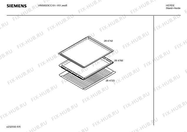Взрыв-схема плиты (духовки) Siemens HN50023CC - Схема узла 06