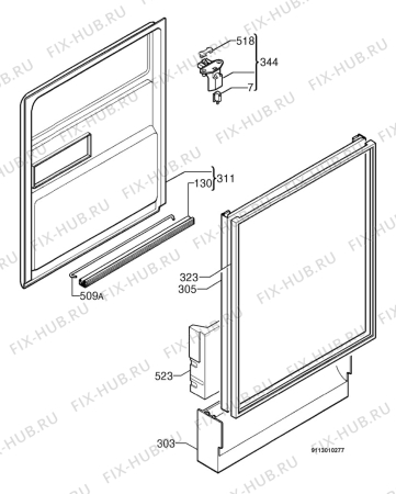 Взрыв-схема посудомоечной машины Corbero LVE84P - Схема узла Door 003