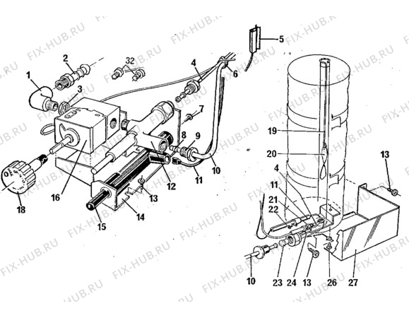 Взрыв-схема холодильника Electrolux RM216 - Схема узла Gas-equipment