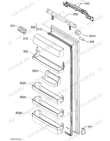 Взрыв-схема холодильника Aeg SFE81826ZC - Схема узла Door 003