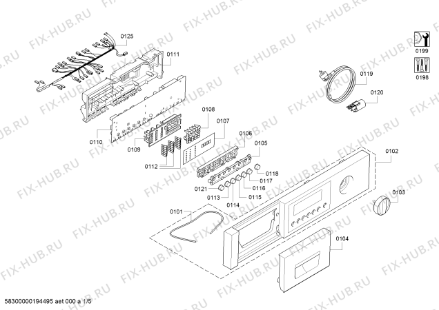 Схема №2 WKD28541 с изображением Панель управления для стиралки Bosch 11010504