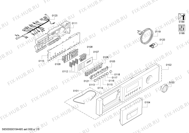 Схема №2 WKD28541GB с изображением Модуль управления для стиралки Bosch 11016050