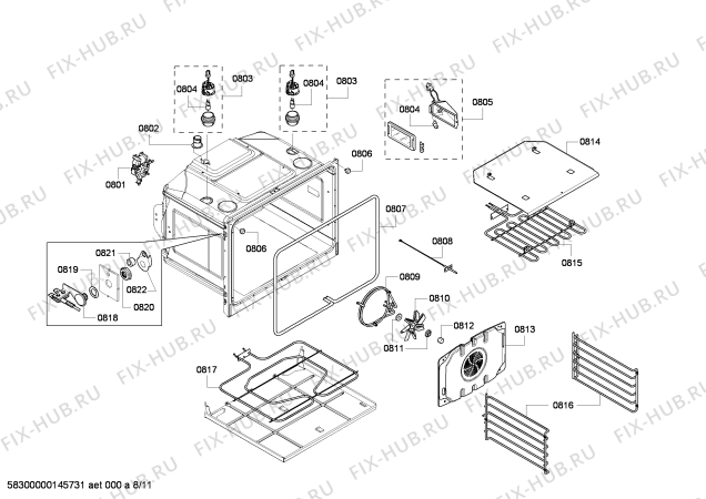 Схема №1 HBL8750UC с изображением Крепежный набор для плиты (духовки) Bosch 00684560
