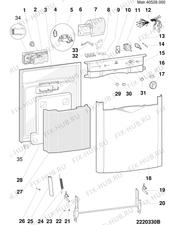Взрыв-схема посудомоечной машины Indesit IDL71EU2 (F035319) - Схема узла