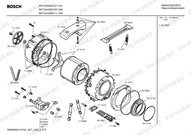 Взрыв-схема стиральной машины Bosch WFO2442BZ Maxx WFO 2442 - Схема узла 03