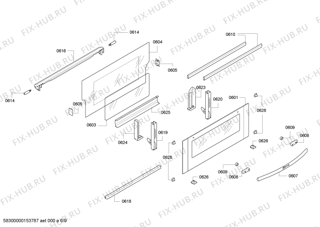 Схема №1 U14M42W0GB с изображением Панель управления для плиты (духовки) Bosch 00675525