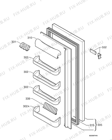 Взрыв-схема холодильника Zanussi ZI2404 - Схема узла Door 003