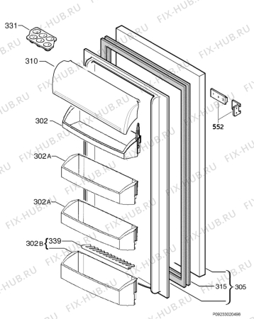 Взрыв-схема холодильника Zanussi ZBA6190 - Схема узла Door 003