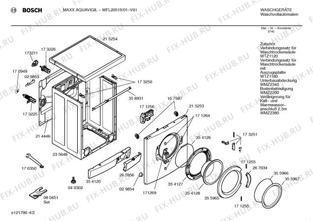 Взрыв-схема стиральной машины Bosch WFL2051II WFL2051 Aquavigil - Схема узла 02