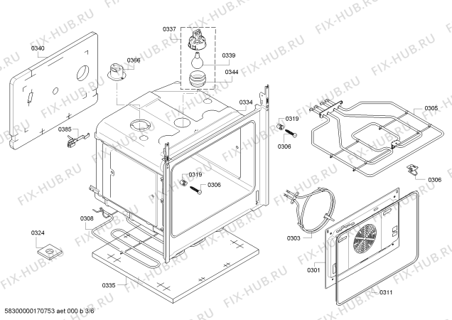 Взрыв-схема плиты (духовки) Bosch HBA21B151 - Схема узла 03