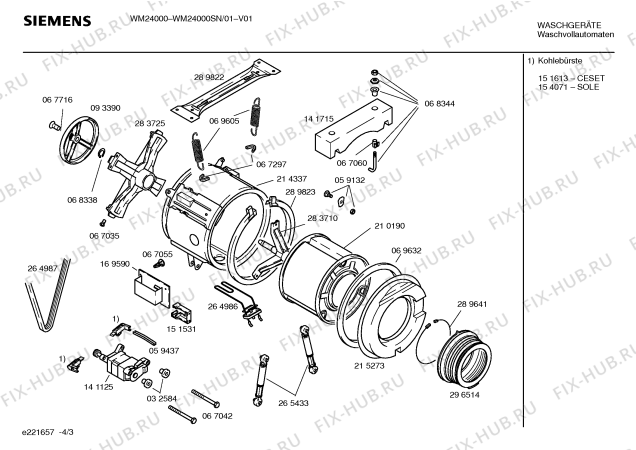 Схема №1 WM24000SN Siemens SIWAMAT 2400 с изображением Панель управления для стиральной машины Siemens 00360148