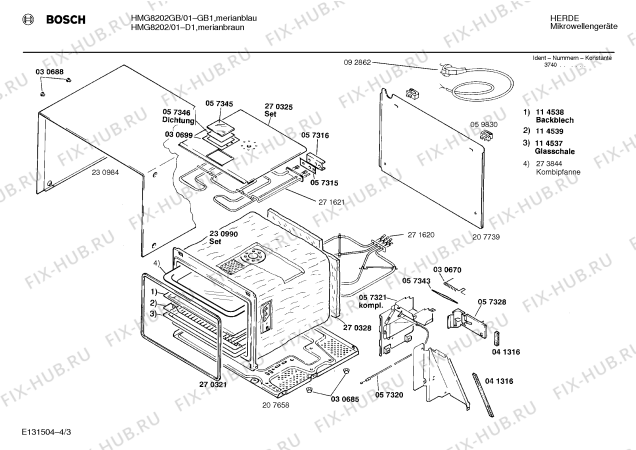 Схема №2 HMG8400BB с изображением Корпус для свч печи Bosch 00230984