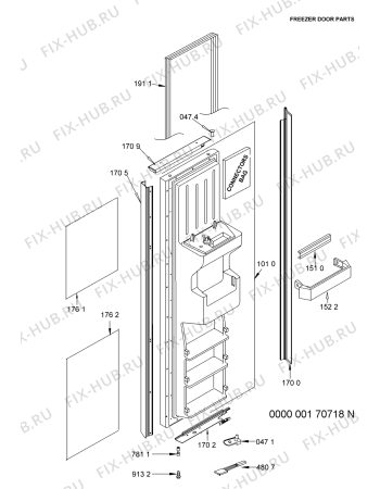 Схема №3 KRSC 9005/A+ с изображением Дверца для холодильника Whirlpool 480132101024