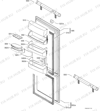 Взрыв-схема холодильника Aeg Electrolux SC91845-5I - Схема узла Door 003