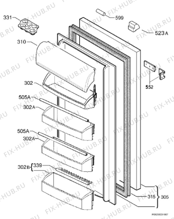 Взрыв-схема холодильника Zanussi ZBA33040SA - Схема узла Door 003