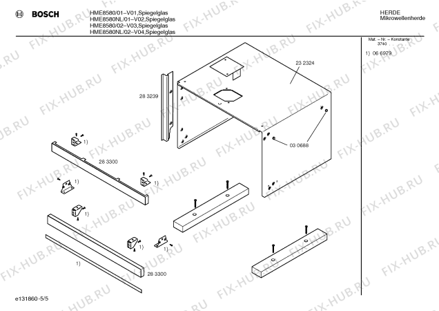 Схема №2 HME8451NL с изображением Рамка для микроволновой печи Bosch 00151714