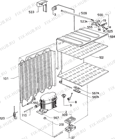 Взрыв-схема холодильника Zanussi DV45 - Схема узла Cooling system 017