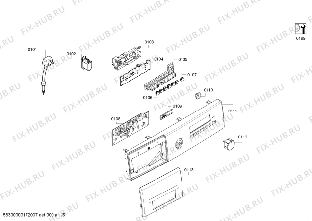 Схема №1 WM10B268IN iQ100 iSensoric с изображением Ручка для стиралки Siemens 00634756