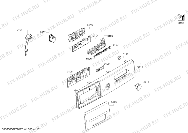 Схема №1 WM10B26SIN iQ100 с изображением Панель управления для стиралки Siemens 00796604