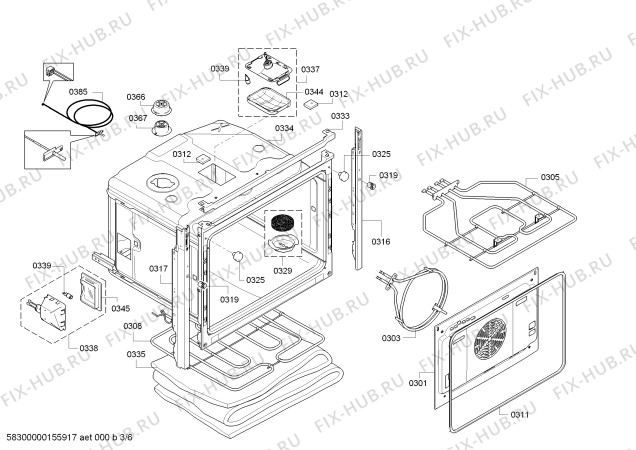 Взрыв-схема плиты (духовки) Bosch HBA78B950B - Схема узла 03