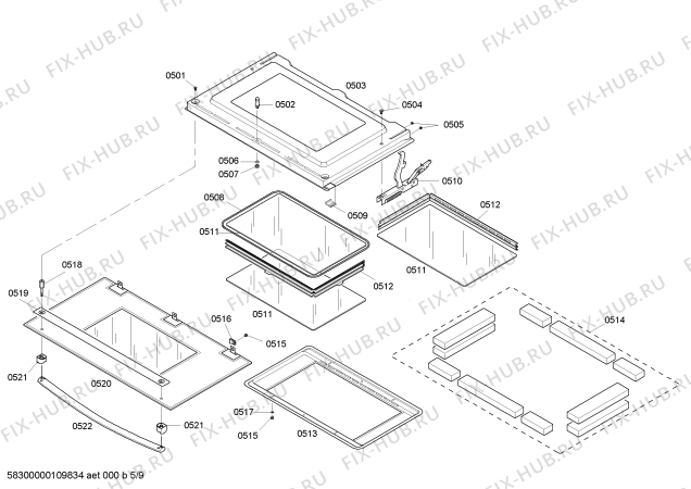 Схема №3 HBL5055AUC с изображением Дверь для холодильной камеры Bosch 00243206