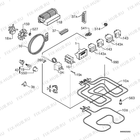 Взрыв-схема плиты (духовки) Privileg 897034_60442 - Схема узла Electrical equipment 268