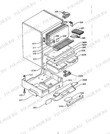 Взрыв-схема холодильника Tricity Bendix BR591W - Схема узла Cabinet + furniture (extra)