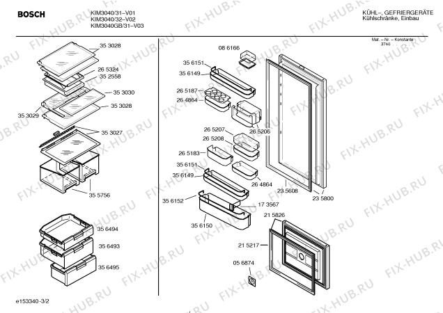 Схема №1 KIM3040GB с изображением Дверь для холодильника Bosch 00235800