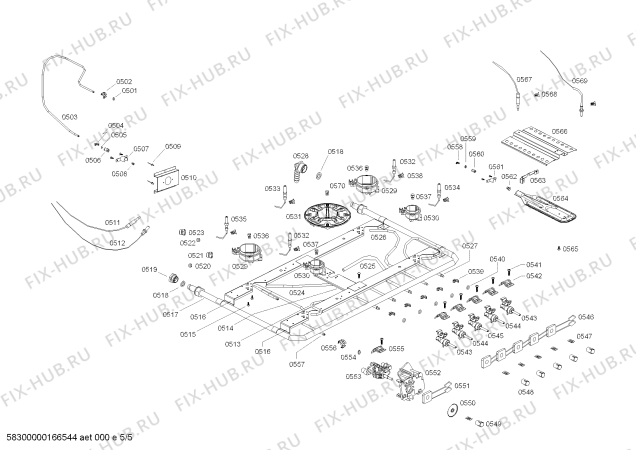 Взрыв-схема плиты (духовки) Bosch HSK54K32SC COCINA BOSCH PRO 7300 BL 220V TRIPLE LLAMA - Схема узла 05