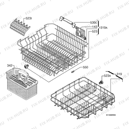 Взрыв-схема посудомоечной машины Atag VA6311AFUU/A06 - Схема узла Basket 160
