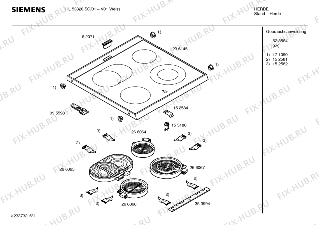 Схема №1 HL53326SC с изображением Инструкция по эксплуатации для плиты (духовки) Siemens 00528564