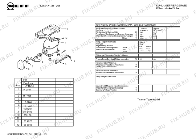 Взрыв-схема холодильника Neff K5624X1 - Схема узла 03