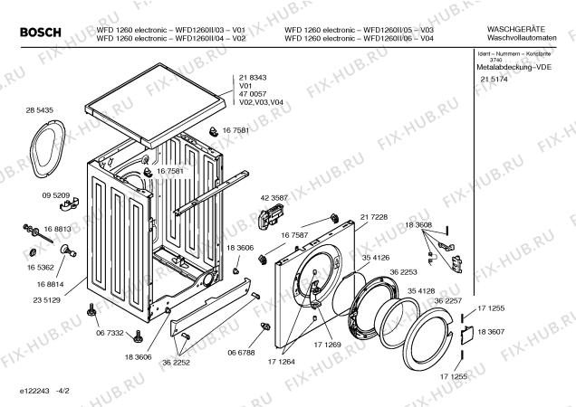 Схема №1 WFD1260II WFD1060 electronic с изображением Инструкция по эксплуатации для стиралки Bosch 00529469