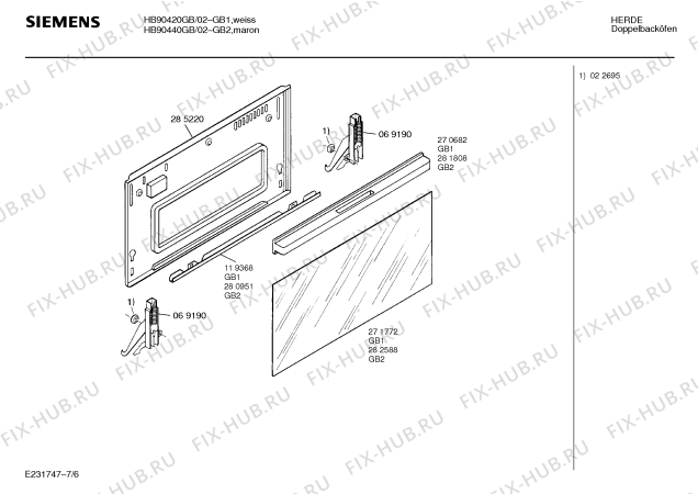 Схема №1 HB90440GB с изображением Стеклянная полка для духового шкафа Siemens 00282588