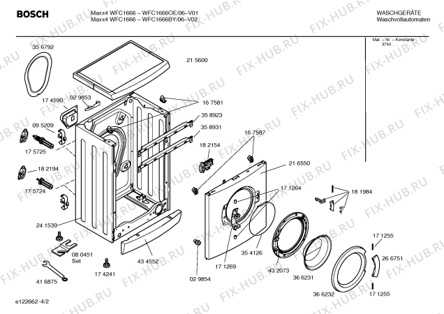 Схема №1 WFC1666BY Maxx4 WFC1666 с изображением Таблица программ для стиральной машины Bosch 00586948