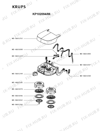 Взрыв-схема кофеварки (кофемашины) Krups KP102094/86 - Схема узла 5P003042.5P3